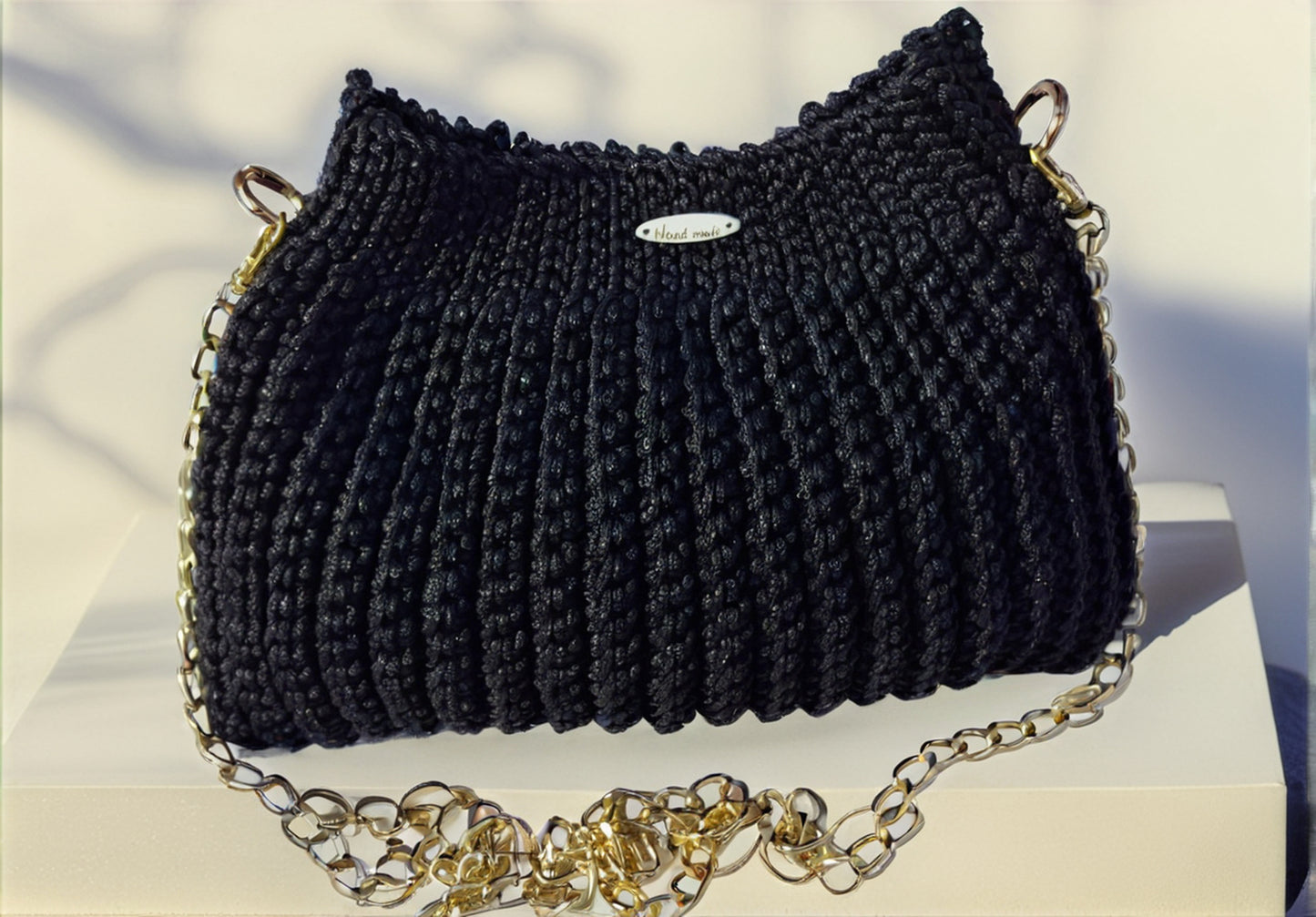 Ebony Dusk & Blush Whisper handmade Crochet Bag