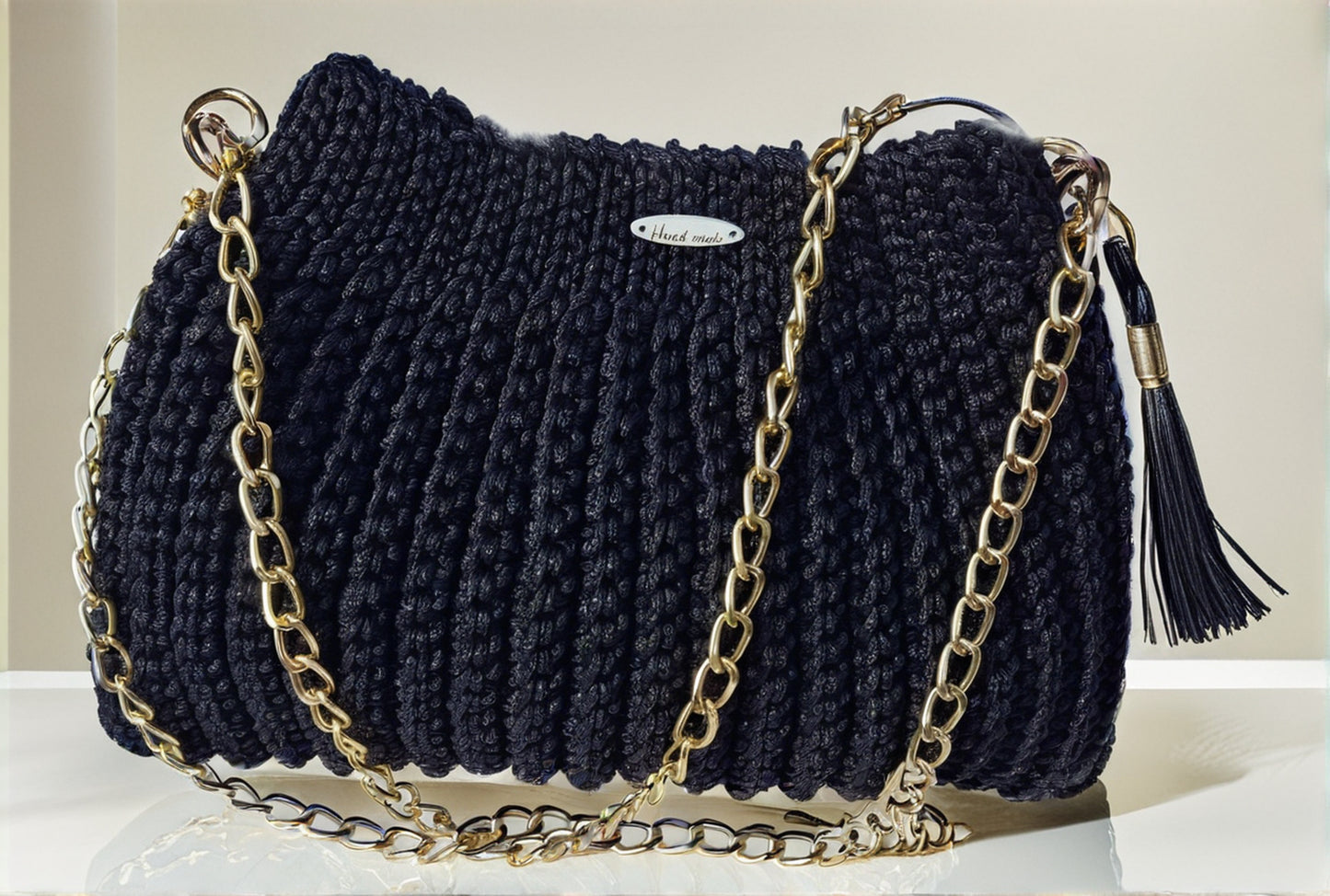 Ebony Dusk & Blush Whisper handmade Crochet Bag